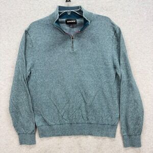 Bonobos Sweater Mens Large Slim Teal Green Cashmere Blend 1/4 Zip Golf Pullover